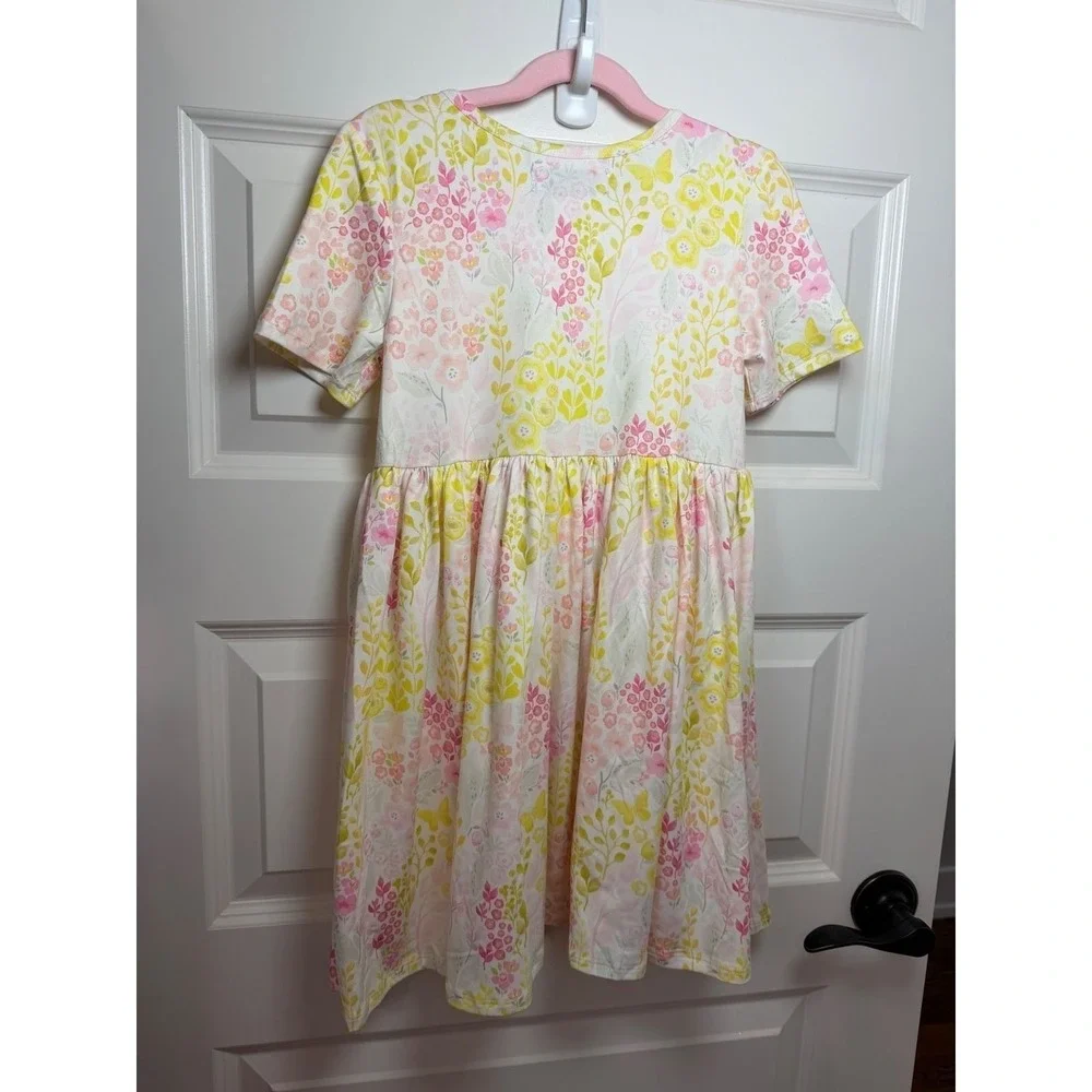 Sugar Bee Clothing Co Girls Floral Butterfly Peter Pan Collar Pocket Dress 10
